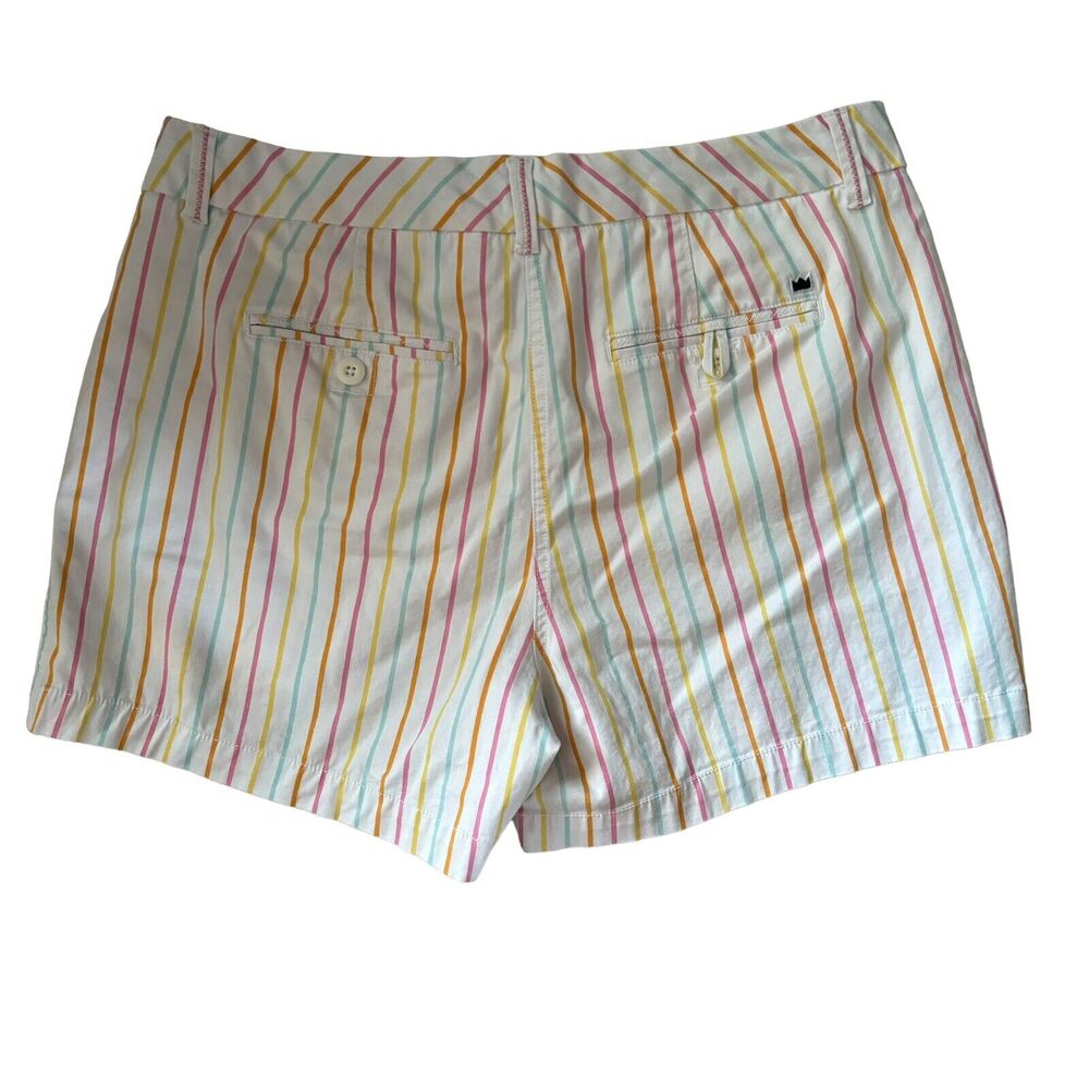 Crown & Ivy Womens Shorts 12 Striped Caroline chino Pocket Cotton Blend P130 - Picture 4 of 5
